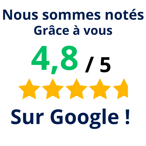 Image montrant une note de 4,8 étoiles sur 5.